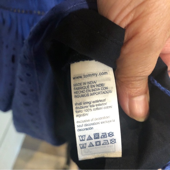 Tommy Hilfiger blue dress Size 18 in cotton with eyelet - Picture 10 of 12